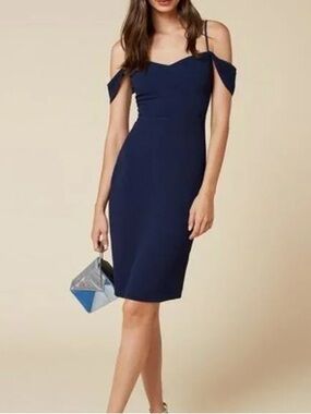 Reformation Rena midi sheath dress in Navy Blue, size 2